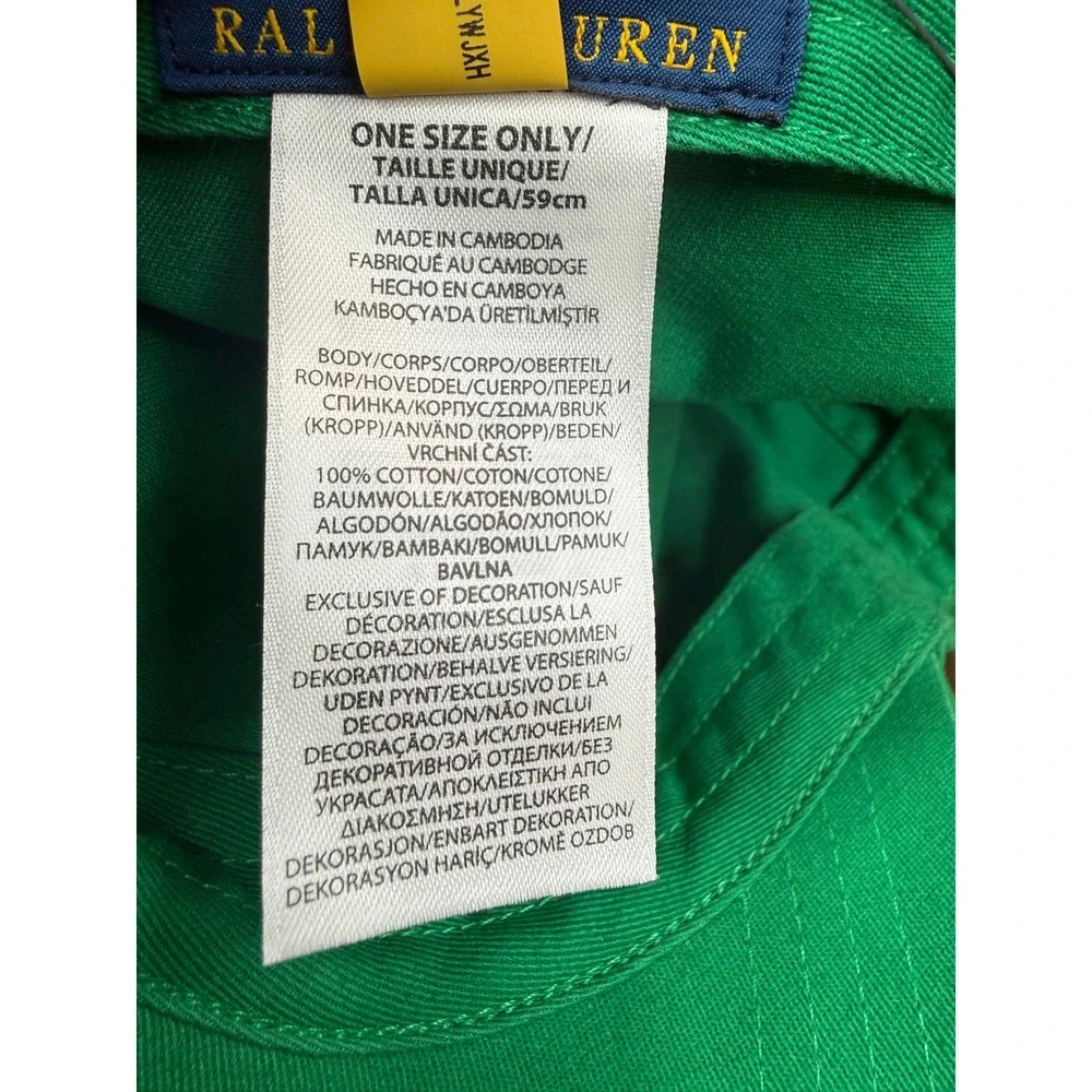 Polo Ralph Lauren Mens OS Iconic Cotton Chino Ball Cap Green Blue Pony NWT